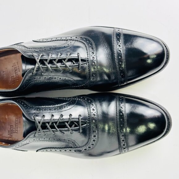 Vintage Allen Edmonds "Argonaut" Men's Leather Cap-Toe Oxfords 10.5 D Black - Picture 5 of 16